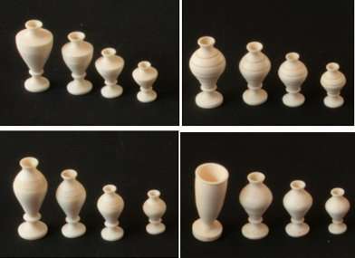 Antique Oriental carved miniature OX BONE turned urns (vases) x 16 (circa 1850 -1899)