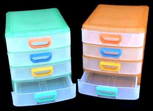 4 Drawer filing system - Clear plastic, 2 units