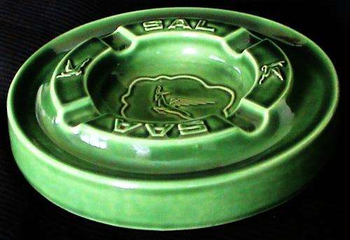 Vintage LARGE GREEN ROUND SAA/SAL Ceramic Ashtray - Circa 1960
