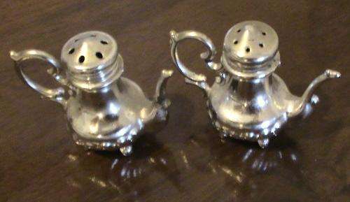 Vintage Miniature Ornamental Silver Plated Salt & Pepper Shakers circa 1950's