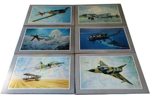 Vintage Aeronautical set of 6 mounted wall prints by artist Tiro Vorster