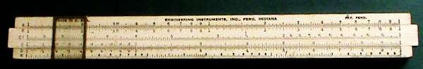 Vintage Slide Rule: Engineering Instruments - No Model no.(Lawrence 10-B) - c1947 USA - Peru, Ind.