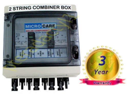 Low Voltage Combiner Box 2 strings for connection between Solar PV Panels & Microcare MPPT.
