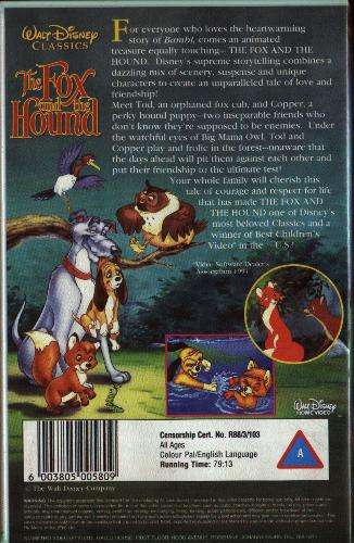 Walt Disney classic - The FOX and the HOUND (1981) VHS Video