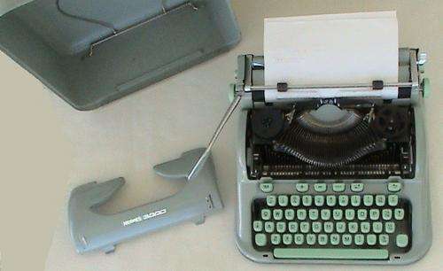 HERMES 3000 portable typewriter with case circa 1950's.