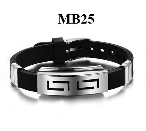 Mens Rubber Stainless Steel Bracelet