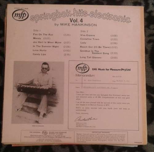 SPRINGBOK HITS ELECTRONIC VOL 4 VINYL/LP in very good +++  condition