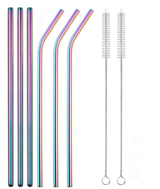 6 Piece Stainless Steel Straw & Brush Set