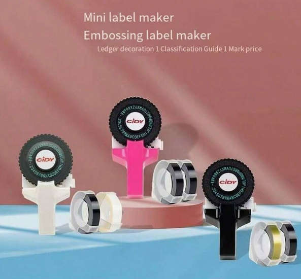 Mini CIDY Label Maker Label Embossing Machine with 2 Rolls