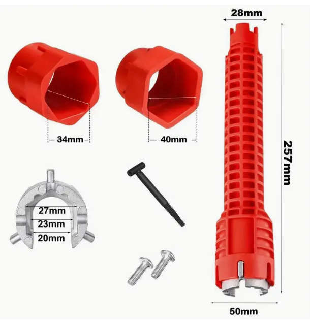 8 In 1 Bathroom Wrench Set Faucet And Sink Installation Multifunctional Angle Valve Tool