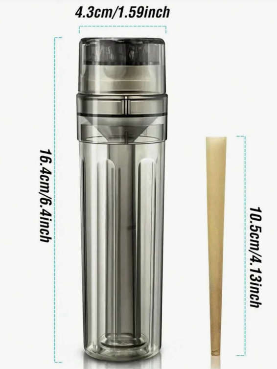 Plastic Herb Grinder With Pre-Rolled Cone 4-Layer Grinder Rolling Tube - Black smoking