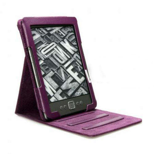 LOCAL STOCK!! Purple PU Leather Folio Cover Case Stand for Amazon Kindle 4 Non Touch
