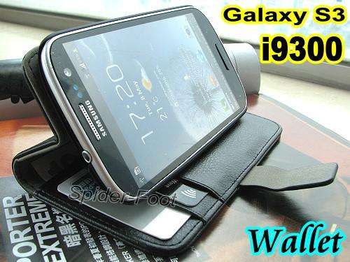 Premium BLACK Wallet Stand Leather Case Cover For SAMSUNG Galaxy S III i9300 + Screen Protector