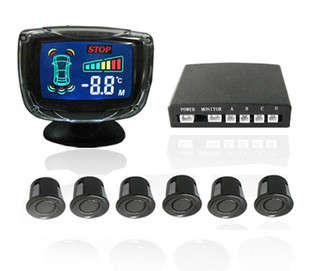 Black Car LCD Reverse 6 Parking Sensor 2 Front 4 Rear     9 Optional Colours