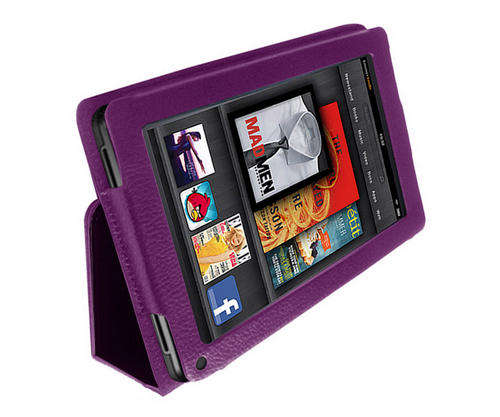 PU Leather Folio Stand Case Cover for Amazon Kindle Fire 7" Tablet Purple