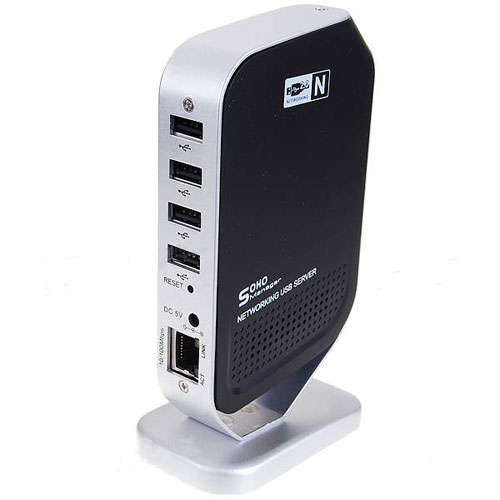 NEW 4 PORT USB 2.0 PRINT SERVER NETWORKING SHARE 4 DEVICES Printer