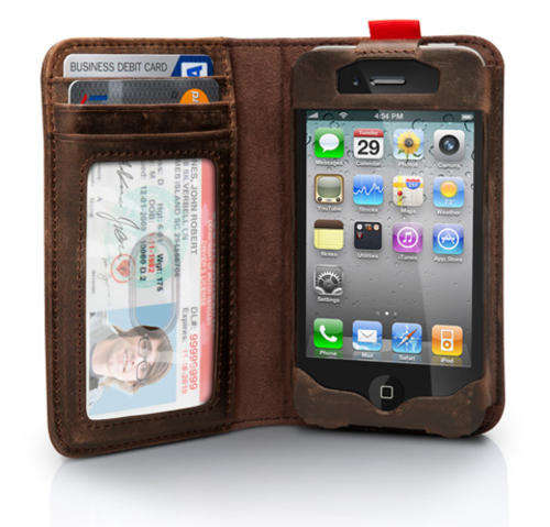 New Vintage Genuine Book Wallet Cover Leather Case For iPhone 4 4G 4S