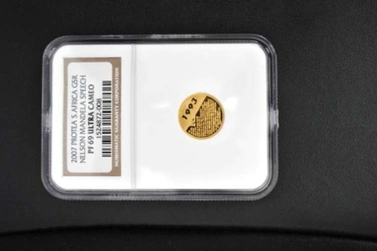 2007 Nelson Mandela Speech 1/10th Gold 24 Carat NGC Proof 69 Ultra Cameo