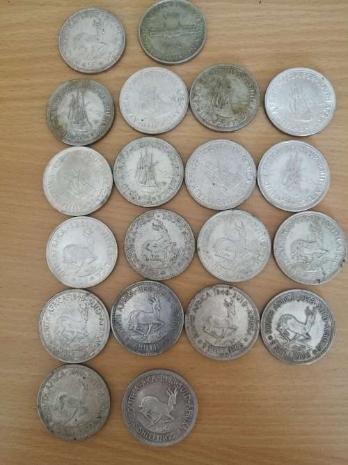 20 X SILVER 5 SHILLING CROWNS UNION OF SOUTH AFRICA VARIOUS DATES