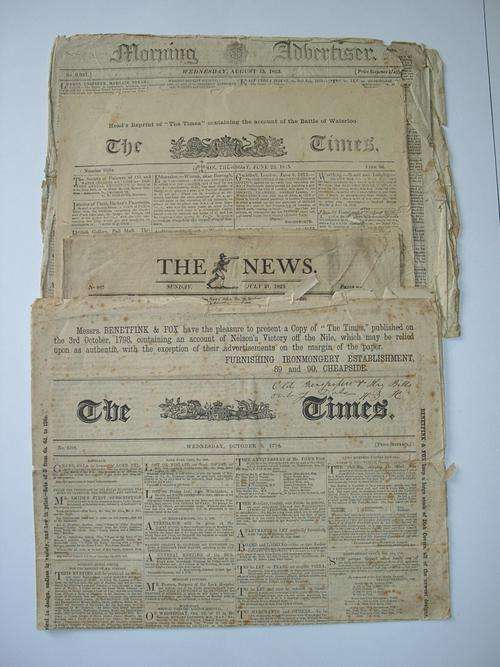 4 VERY OLD NEWSPAPERS 1798 - 1823 THE TIMES, THE NEWS ETC