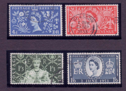 Great Britain - QEII - 3 June 1953 - Coronation s4t - vfu - nicely centred and lightly cancelled