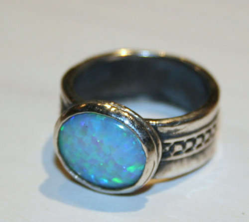 Blue opal Sterling Silver ring