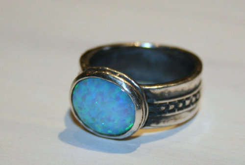 Blue opal Sterling Silver ring