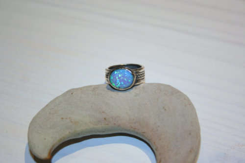 Blue opal Sterling Silver ring