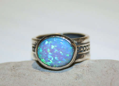 Blue opal Sterling Silver ring