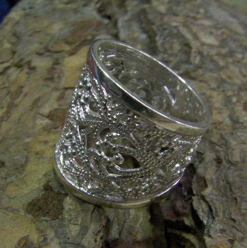 Handmade solid 925 Sterling Silver Filigree ring