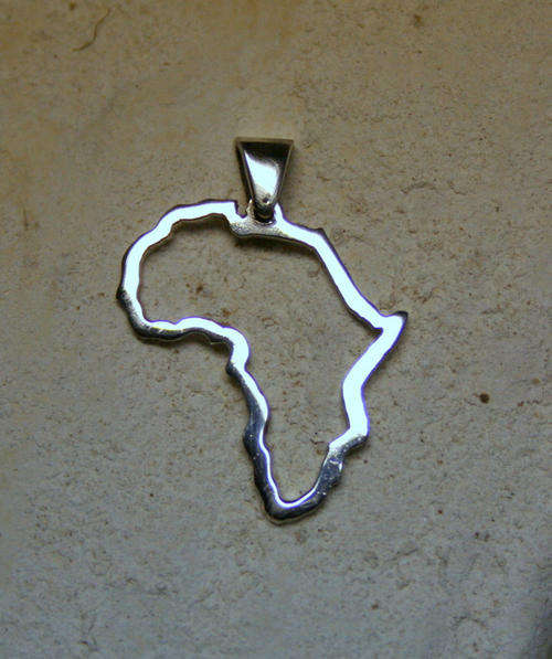 Handcrafted solid 925 Sterling Silver 20mm AFRICA  Pendant