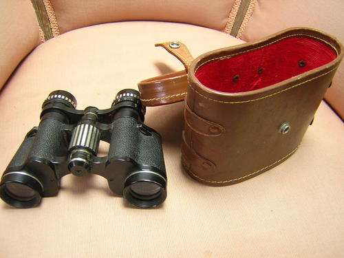 Binocular , old binocular with leather case
