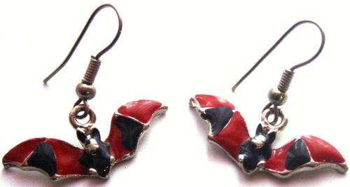 ** GO GAGA ** *EARRINGS* - **BLACK & RED BATS **