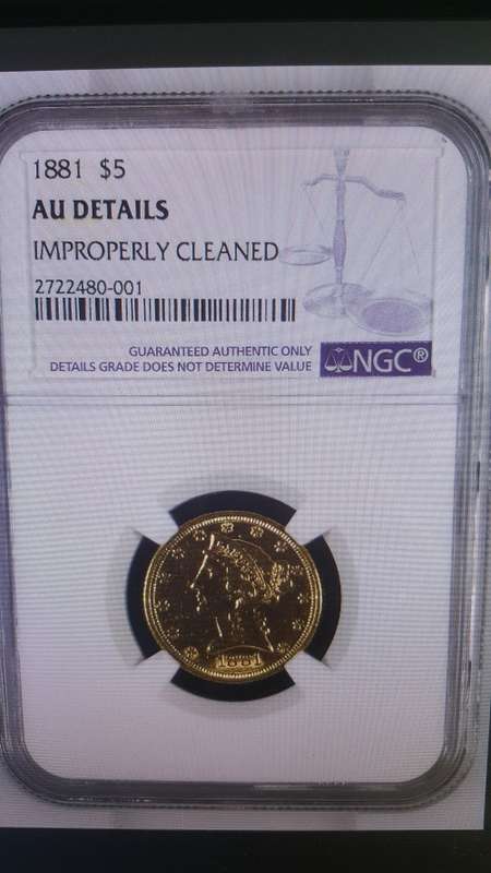 1881 USA - GOLD $5 - NGC GRADED AU DETAILS