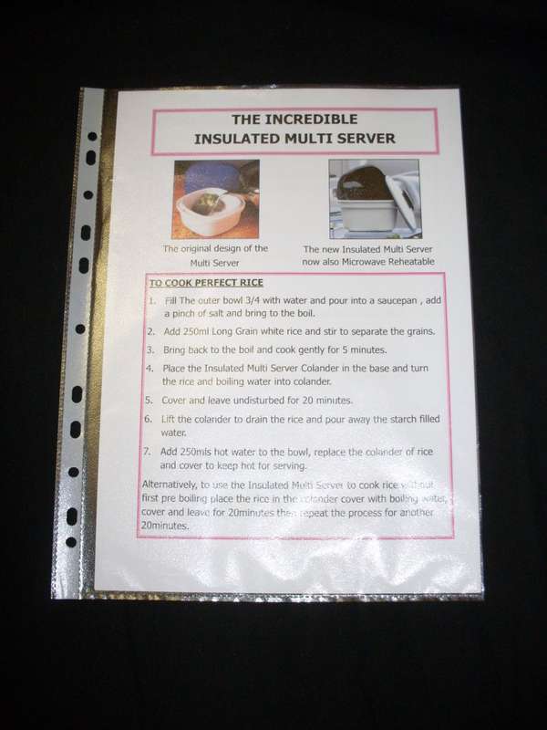 Vintage - Tupperware - Original MULTI SERVER - STEAMER - Rice, Pasta Cooker etc, with Instructions