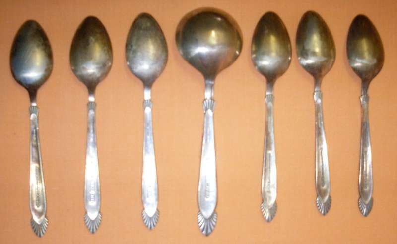 Antique - Angora Silver Plate - EPNS - Sugar Spoon and 6 Teaspoons - Made in England