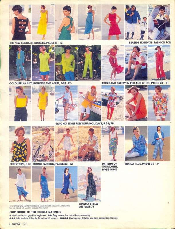 World of Fashion - BURDA - Sewing Pattern Magazine - no7 August 1997 - Used - Complete