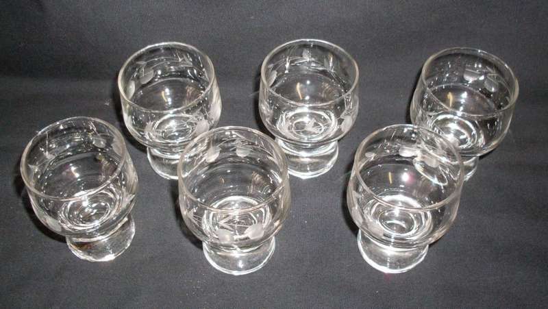 Vintage - 1980 - Set of 6 Ruby Cut Liqueur Glasses ...........................