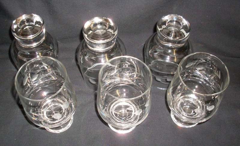 Vintage - 1980 - Set of 6 Ruby Cut Drinking Glasses ..................................