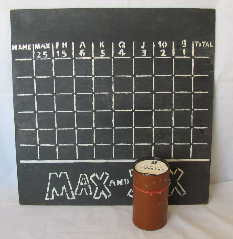 Vintage - BESTON Poker Dice with Max & Jax Board - Bar Games - Adult Games