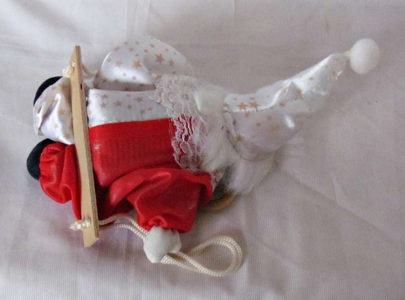 Vintage - Porcelain Clown on a Swing - 28cm from top to bottom