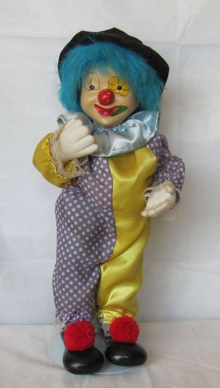 Vintage - Windup Musical Porcelain Clown with bendable Arms - 34cm