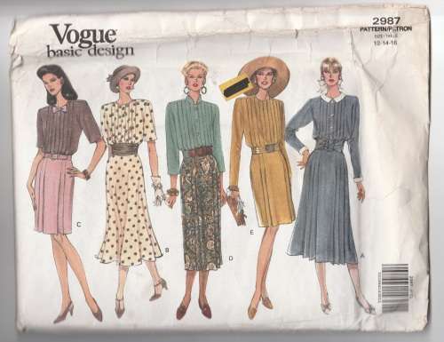 Vintage VOGUE Basic Design 2987 - Dress Sewing Pattern - Size 12 - 14 - 16 - UNCUT Pattern