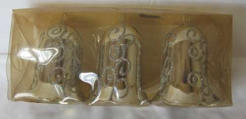 Set of 3 Gold Christmas Bell Ornaments - As new