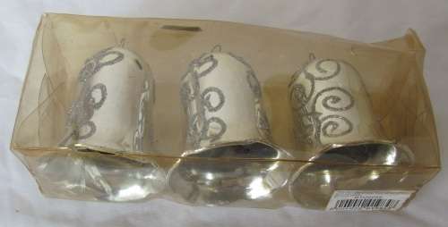 Set of 3 Gold Christmas Bell Ornaments - As new