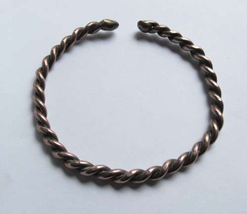 Vintage - Thick Red Copper Twisted Bracelet - Bangle ( Man )