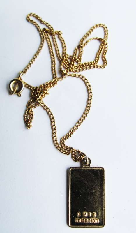 Vintage Imitation 5g Gold Bar Pendant with Chain