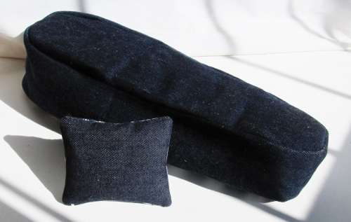 Fashion Dolls ( Barbie etc ) Denim Poof Pool Lounger, Cushion and Robe