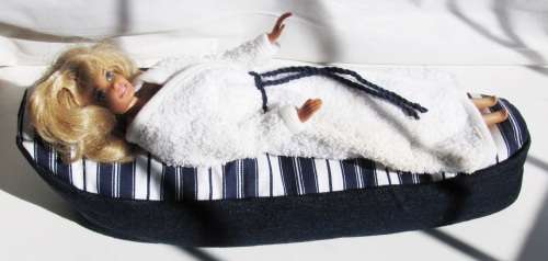 Fashion Dolls ( Barbie etc ) Denim Poof Pool Lounger, Cushion and Robe