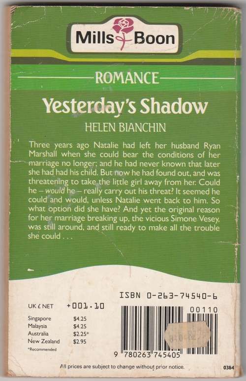 Mills and Boon - Yesterdays Shadow - Helen Bianchin